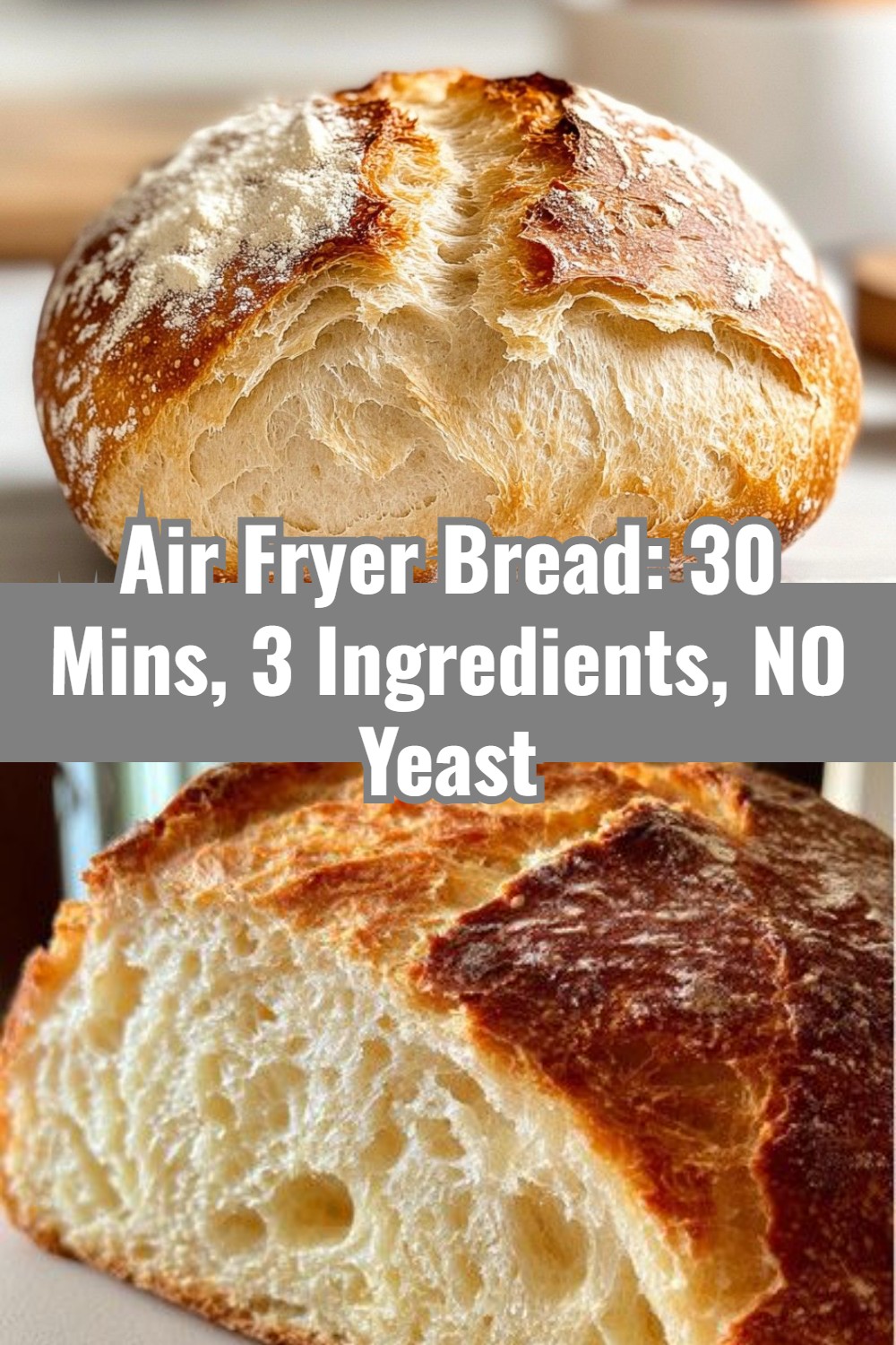 Air Fryer Bread in 30 Mins! (3-Ingredient No Yeast Recipe)