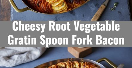 Cheesy Root Vegetable Gratin Spoon Fork Bacon