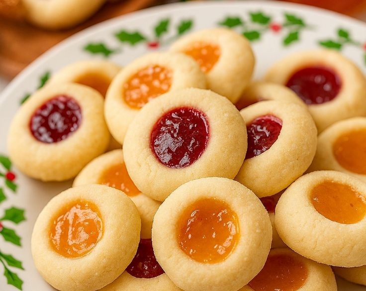 Easy Homemade Christmas Jam Thumbprint Cookies