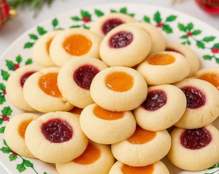 Easy Homemade Christmas Jam Thumbprint Cookies
