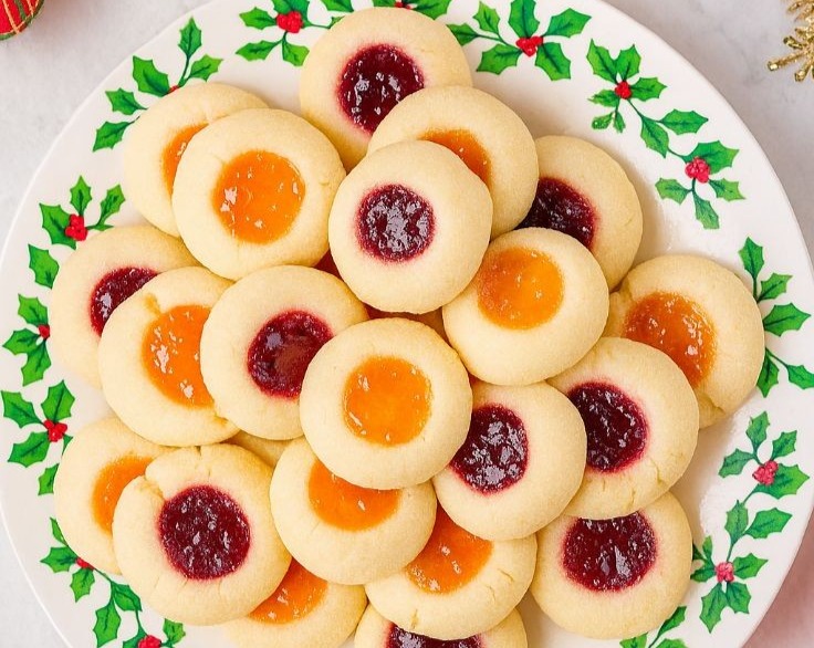 Easy Homemade Christmas Jam Thumbprint Cookies