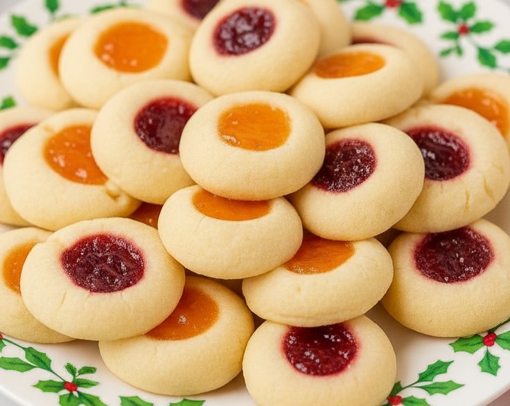 Easy Homemade Christmas Jam Thumbprint Cookies