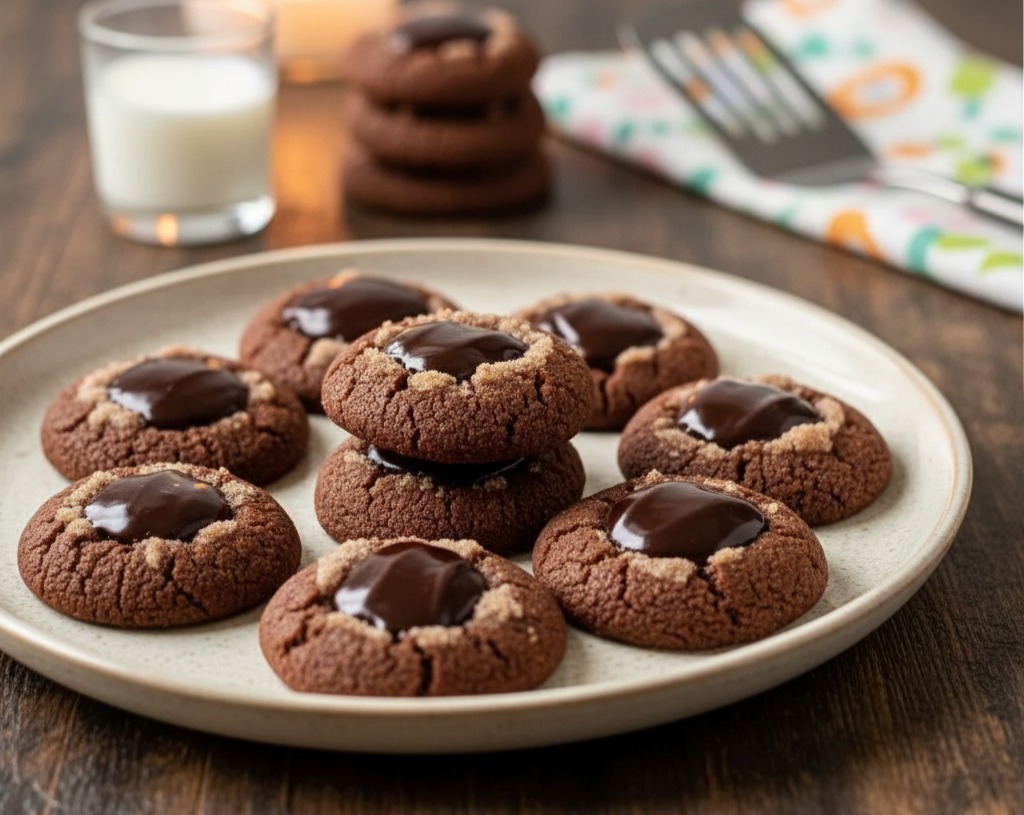 Delicious Chocolate Thumbprint Christmas Cookies Recipe serving