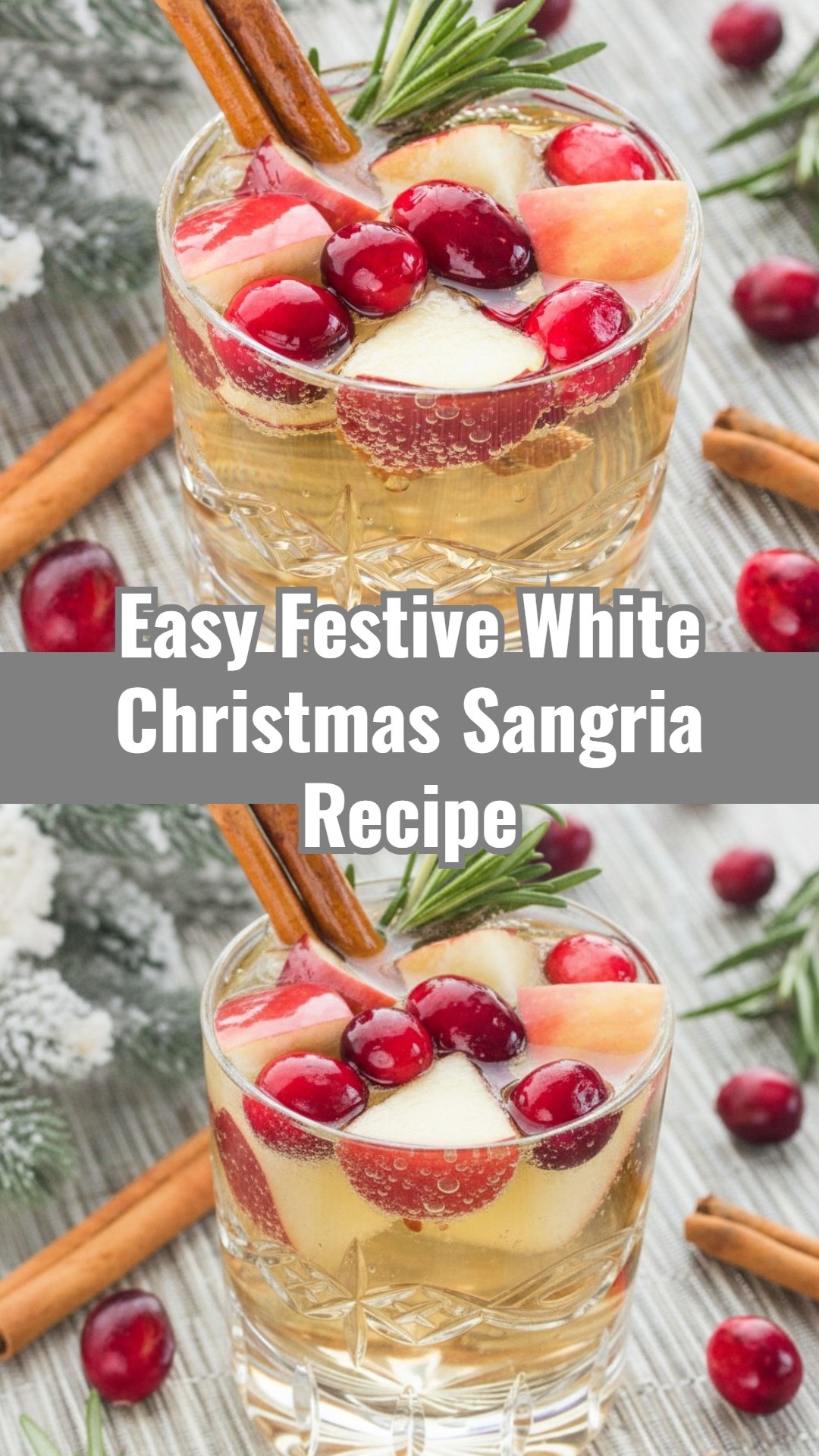 Easy Holiday White Christmas Sangria with Cinnamon Cranberry