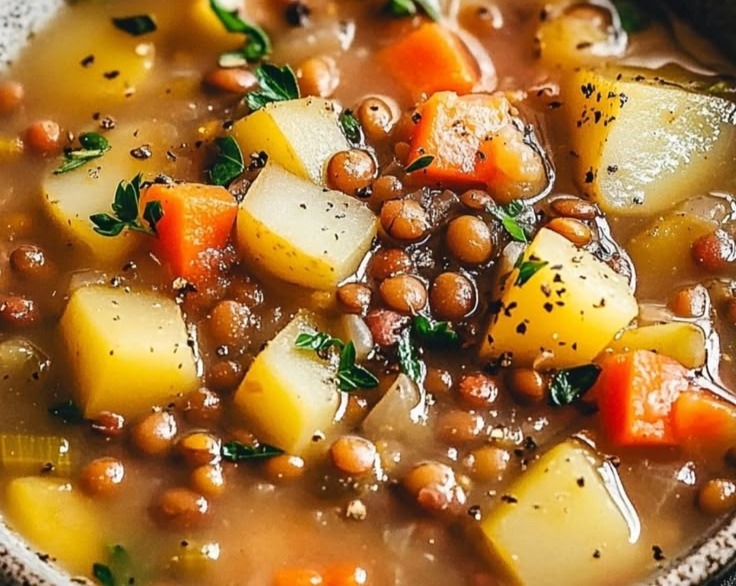Easy Lentil Vegetable Soup Recipe Tasty Vegetarian Vegan overview