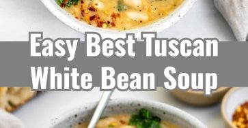 Easy Vegetarian Tuscan White Bean Soup with Spinach
