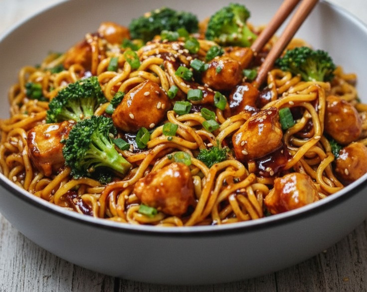Sticky Garlic Chicken Noodles Noodle Supper Ideas Best Meals Ever serving