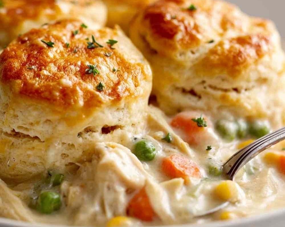 Easy Cheap Chicken Pot Pie with Biscuits Dinner Ideas overview