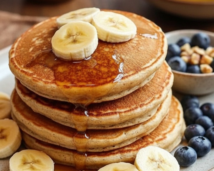Easy Good 3 Ingredient Banana Oatmeal Pancakes Recipe serving