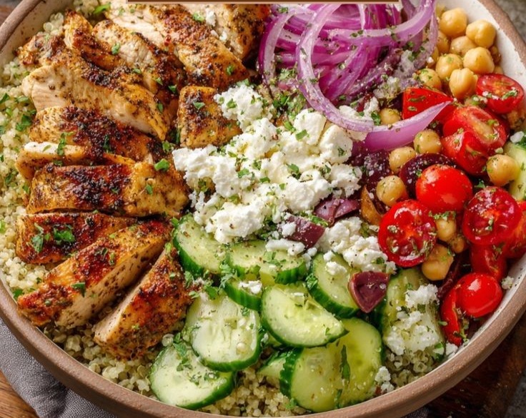 Mediterranean Chicken Bowl Whole Healthy Clean Savory Dinner Ideas Light overview