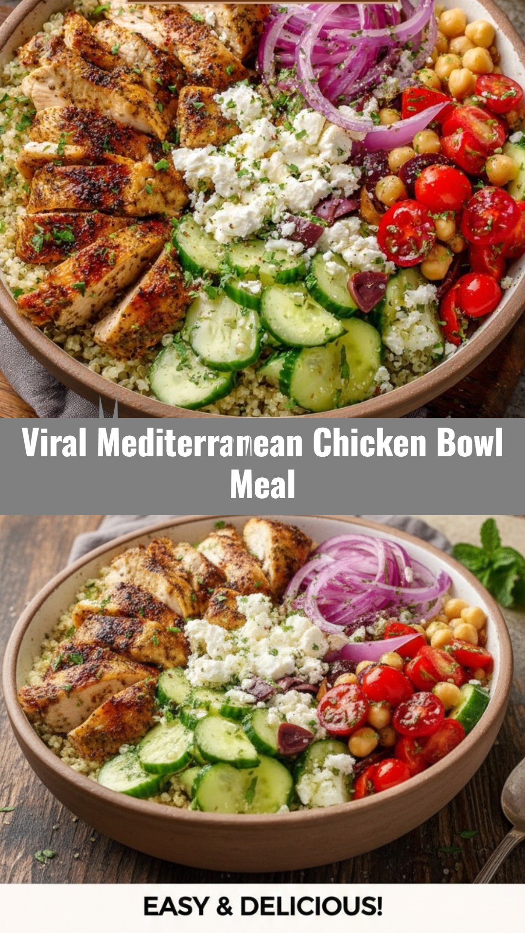 Mediterranean Chicken Bowl Whole Healthy Clean Savory Dinner Ideas Light