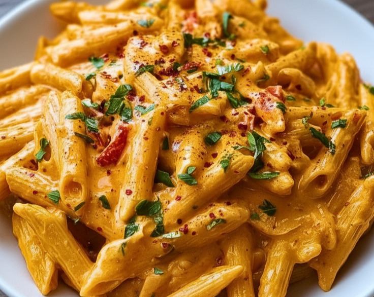Quick Easy Healthy Roasted Red Pepper Pasta Everyday Recipe serving